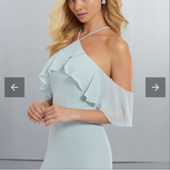 Mori Lee style 21551 Size 6 Emerald green maxi chiffon bridesmaid party formal - Picture 5 of 9